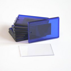 Магнит акриловый под полиграфическую вставку, прямоугольный, синий, 52х77 мм