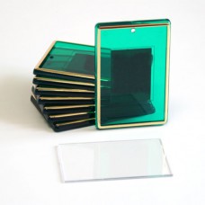 Акриловый магнит, прямоугольный, зеленый, золотая рамка, 52х77 мм